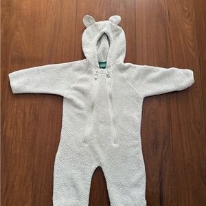 L.L. Bean White Fleece Kids Optional Footie